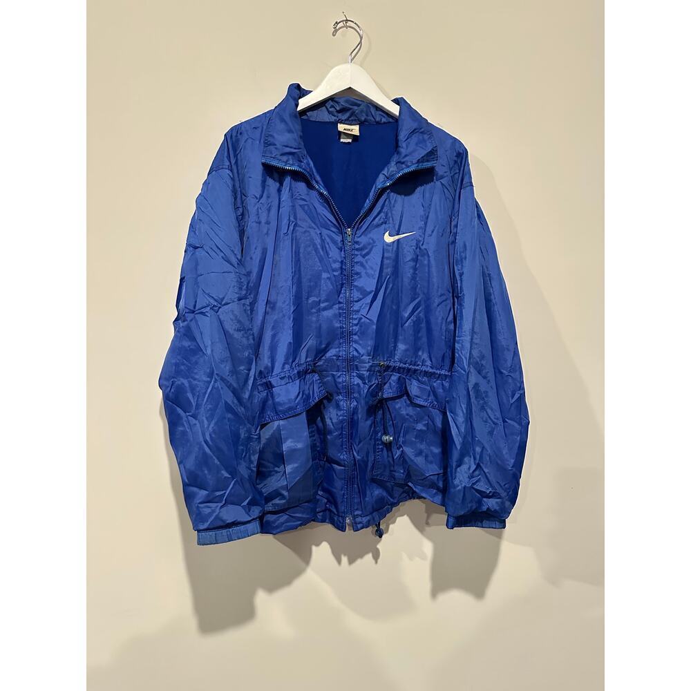 Nike Mens Large Blue and White Vintage Windbreaker Jacket FLAWED